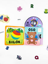 Libro sonaja con actividades de exploración sensorial para bebés/ Estimulación auditiva y motora con libro didáctico para bebés.