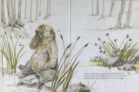 Una hermosa ilustración de Sebastian Meschenmoser de un animalito, forma parte de los libros ilustrados para todas las edades y de los libros infantiles sobre la primavera, en el cual aporta lecciones de amistad y paciencia en la literatura infantil