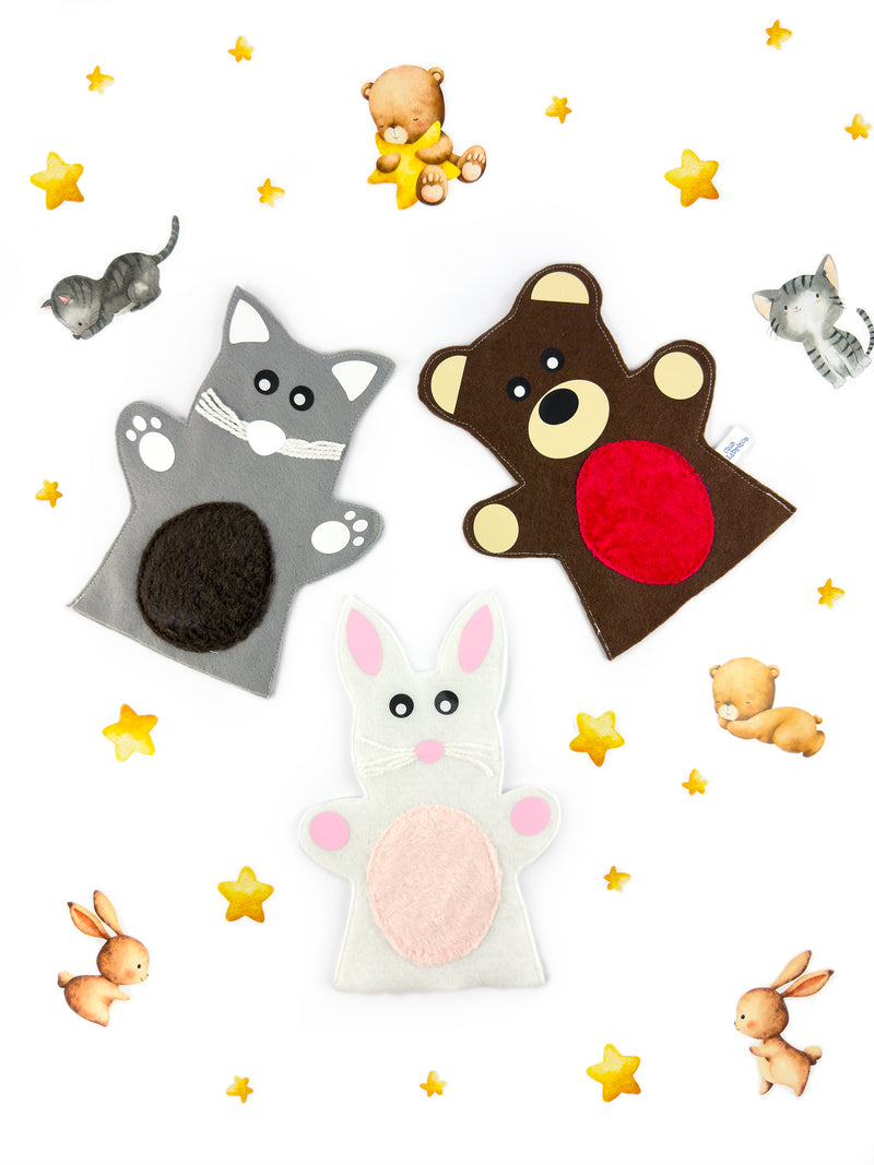Títeres de animales de mano con libros interactivos para bebés/Peluches y libros interactivos para estimular la curiosidad de los bebés