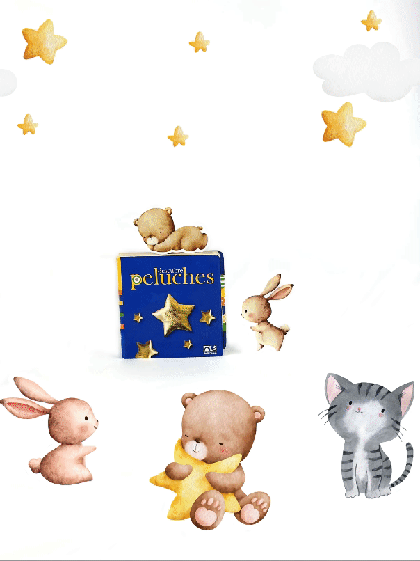 Libros para bebés de 6 meses a 2 años/Libros ilustrados con peluches animados para bebés