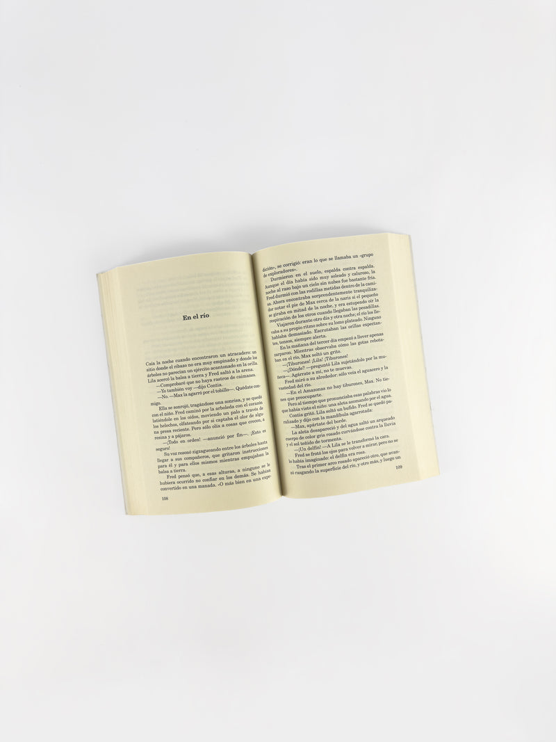 Libro abierto de "El explorador del Amazonas"/Vista interna del libro El explorador del Amazonas/Contenido de "El explorador del Amazonas"